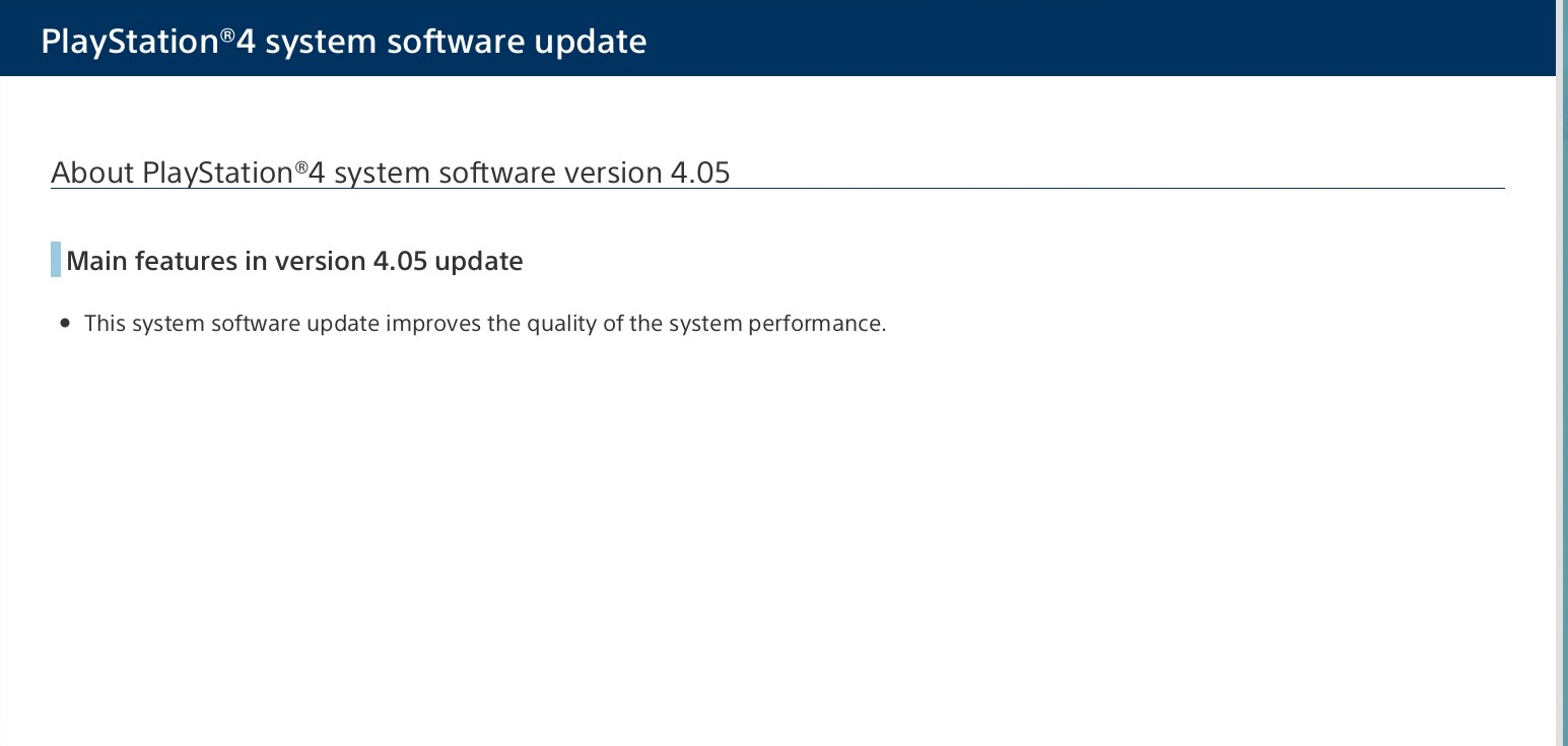 PlayStation 4 Update 4.05